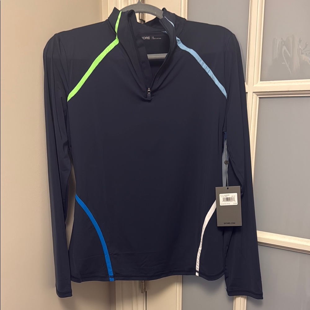 Women’s GFORE medium navy blue Long Sleeve Athletic Top Blue and Green